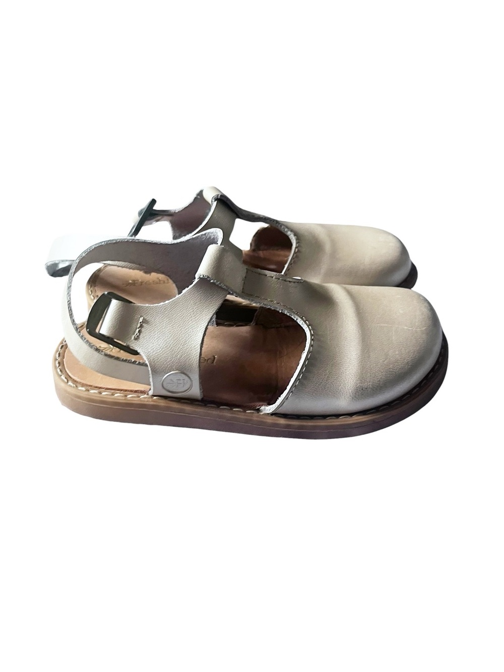 Freshly Picked Platinum Newport Leather Clog Shoes Size 9